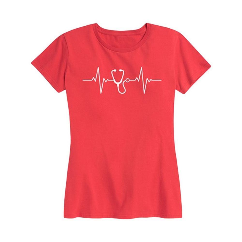 Instant Message Womens Red Stethoscope Graphic Tee Size 3XW